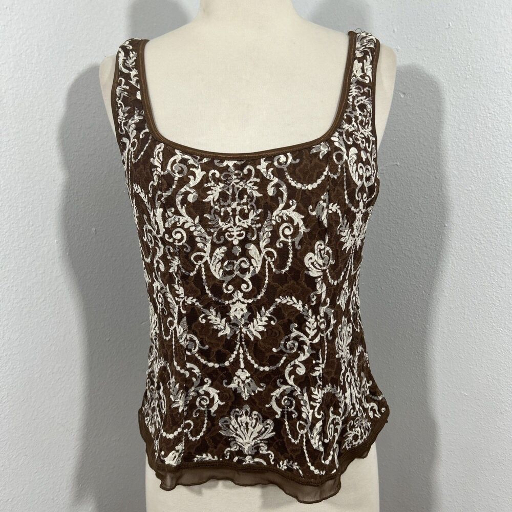 JTB Tank Top Womens Large Floral Lace Artsy Festival Y2K